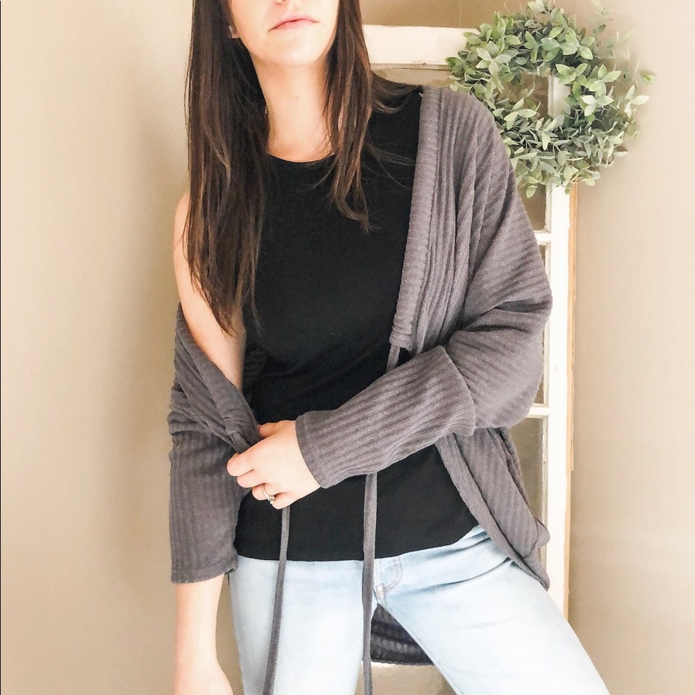 grey dolman sleeve cardigan - Picture 5 of 5
